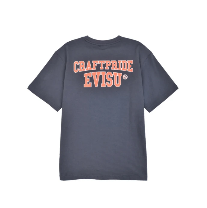 商品Evisu|【享贝家】（国内现货-QD）EVISU 福神 字母印花图案短袖T恤 男女同款 炭灰色 EU2UTS903CC,价格¥197,第1张图片