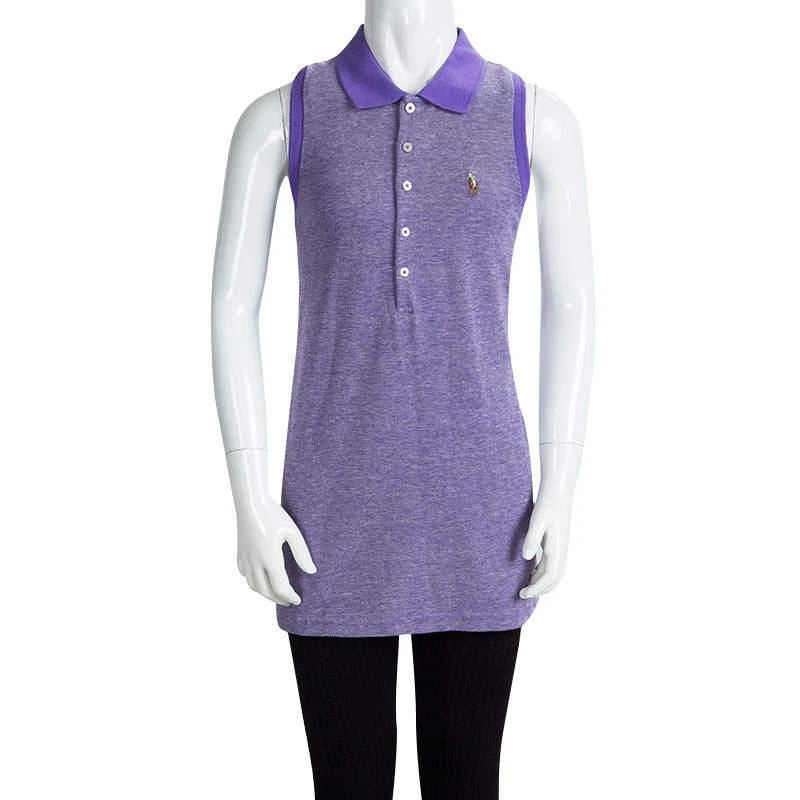 商品[二手商品] Ralph Lauren|Ralph Lauren Purple Honeycomb Knit Sleeveless Polo T-Shirt 16 Yrs,价格¥785,第2张图片详细描述