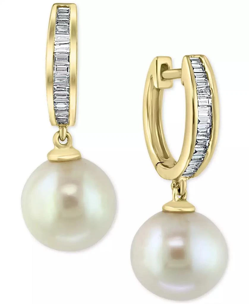 商品Effy|EFFY® Diamond (1/4 ct. t.w.) & Cultured Freshwater Pearl (10mm) Drop Earrings In 14k Gold,价格¥22128,第1张图片