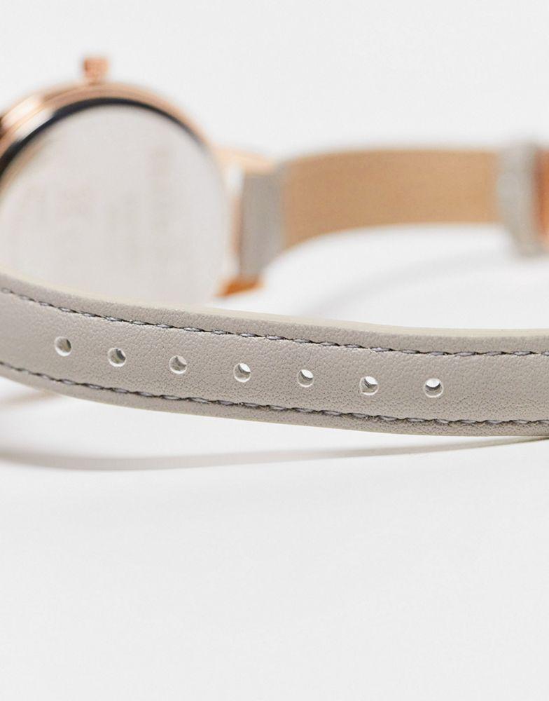 Brave Soul minimal faux leather strap watch in grey and rose gold商品第4张图片规格展示