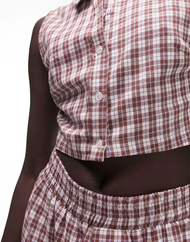 商品Topshop|Topshop check collared tank & ll short pyjamas in neutral,价格¥186,第3张图片详细描述