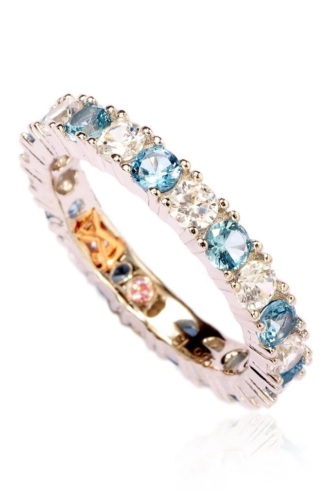 商品Suzy Levian|Sterling Silver CZ Aqua Blue Alternating Eternity Band Ring,价格¥1069,第3张图片详细描述