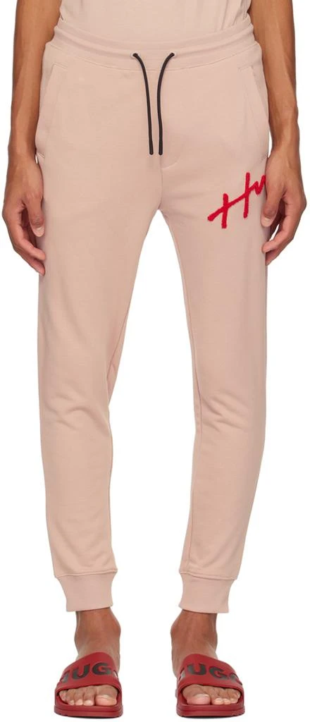 商品Hugo Boss|Pink Embroidered Lounge Pants,价格¥606,第1张图片