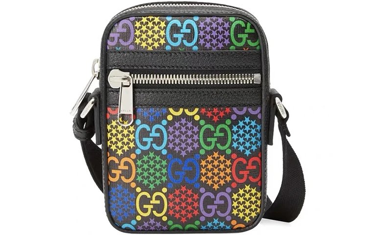 商品[国内直发] Gucci|古驰 Psychedelic魔幻跳跳糖老花Logo 帆布拼皮革 相机包单肩斜挎包 男女同款情侣款 黑色拼彩色,价格¥4338,第1张图片