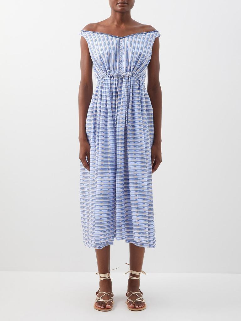 商品Thierry Colson|Valeria geometric-print cotton-lawn dress,价格¥2286,第1张图片