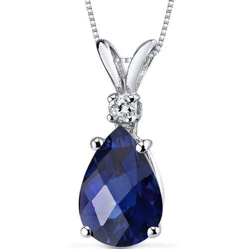 商品Peora|Blue Sapphire Pendant Necklace 14 Karat White Gold Pear 2.43 Cts,价格¥1493,第1张图片