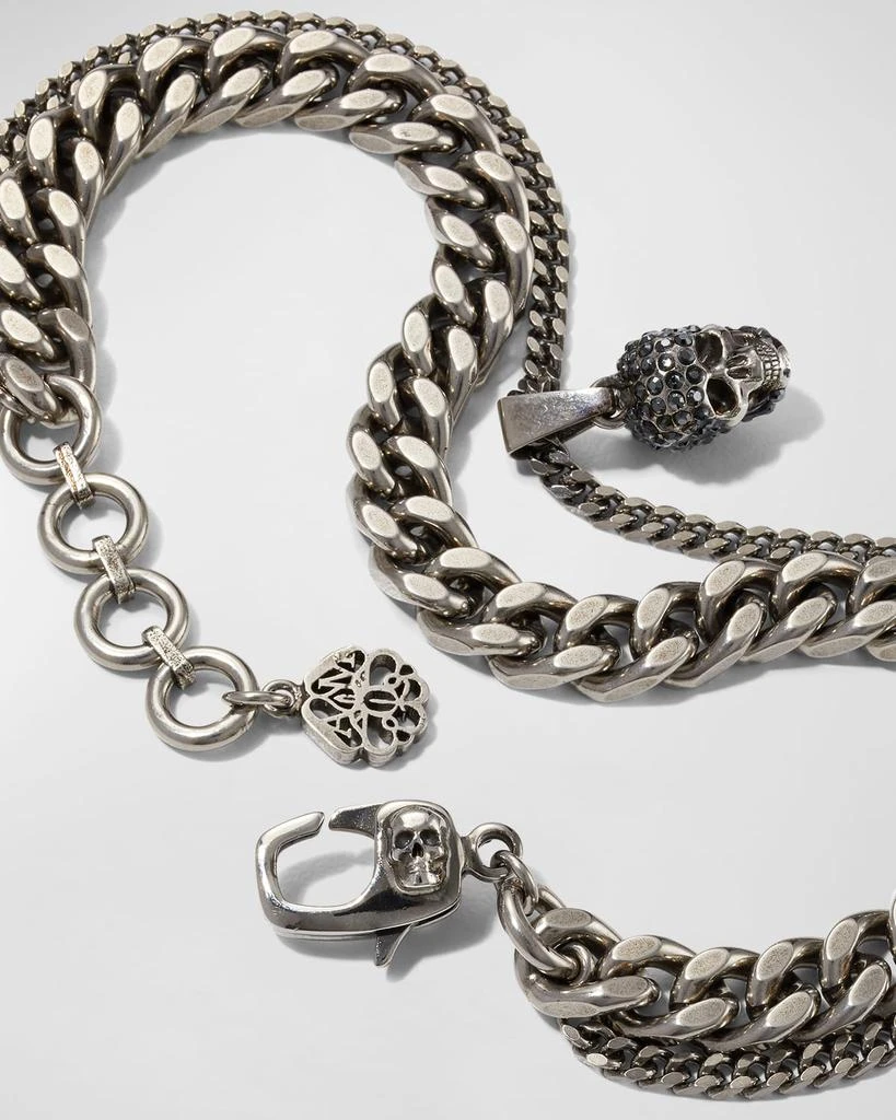 商品Alexander McQueen|Men's Pavé Swarovski Crystal Skull Double Chain Bracelet,价格¥3827,第4张图片详细描述
