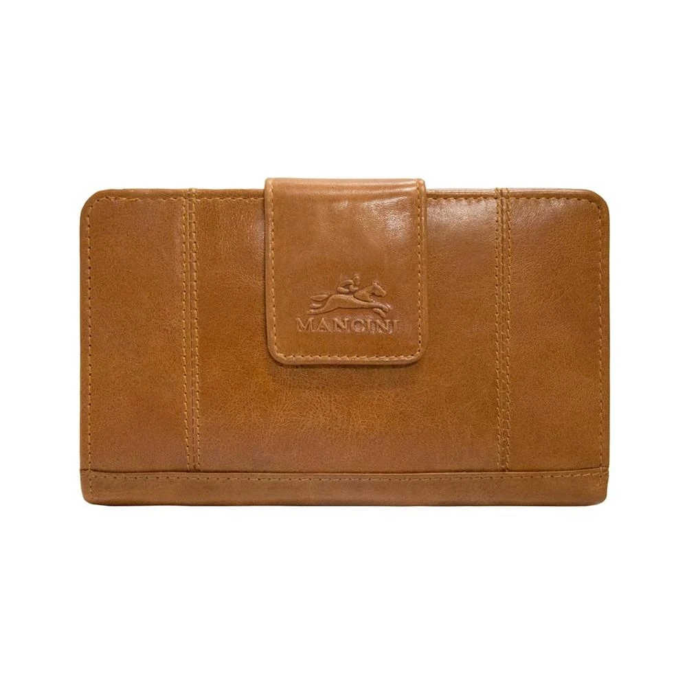 商品Mancini Leather Goods|Casablanca Collection RFID Secure Ladies Medium Clutch Wallet,价格¥698,第1张图片
