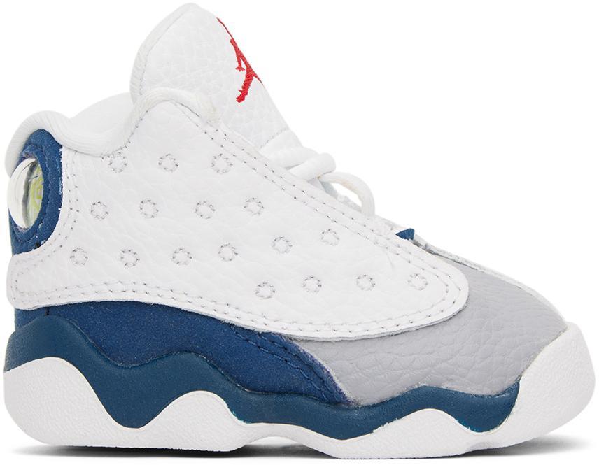 商品Jordan|Baby White & Navy Air Jordan 13 Retro Sneakers,价格¥615,第1张图片