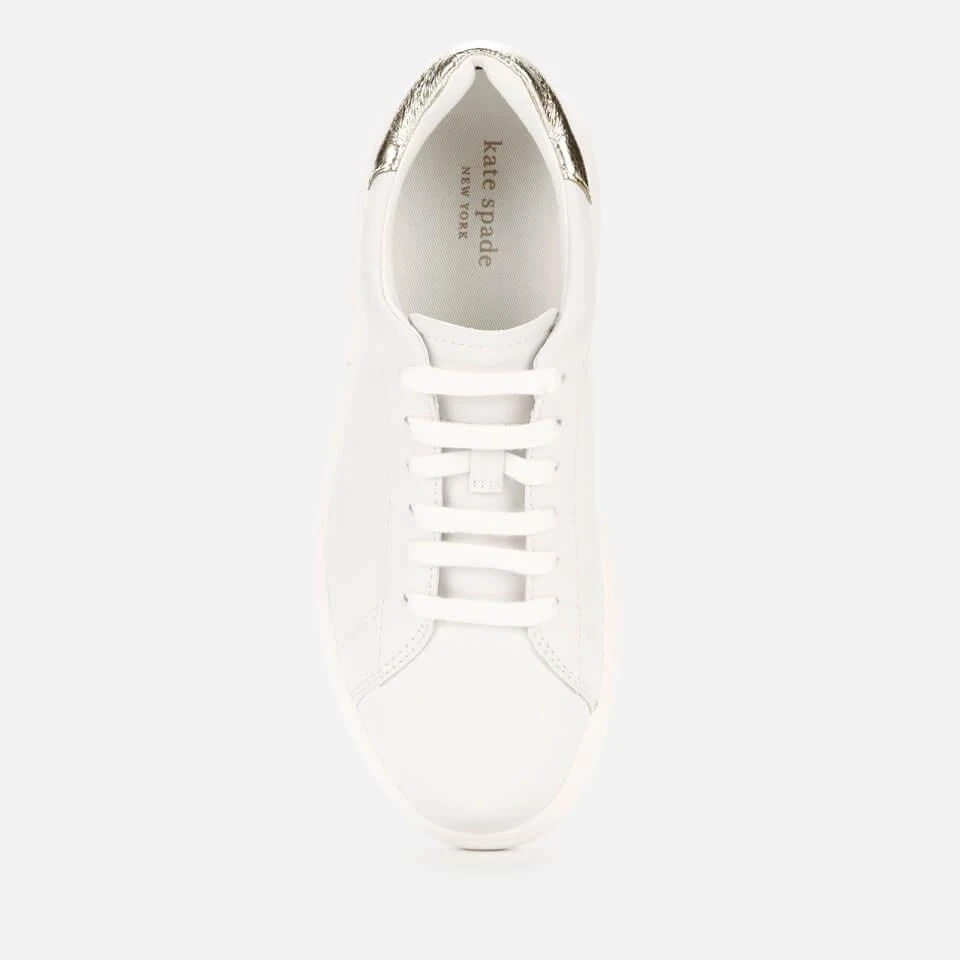 商品Kate Spade|KATE SPADE NEW YORK WOMEN'S LIFT LEATHER CUPSOLE TRAINERS - OPTIC WHITE/PALE GOLD,价格¥816,第3张图片详细描述