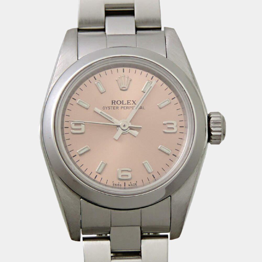 Rolex Pink Stainless Steel Oyster Perpetual 76080 Automatic Women's Wristwatch 24 mm商品第1张图片规格展示