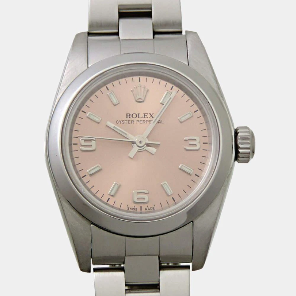 商品[二手商品] Rolex|Rolex Pink Stainless Steel Oyster Perpetual 76080 Automatic Women's Wristwatch 24 mm,价格¥20315,第1张图片