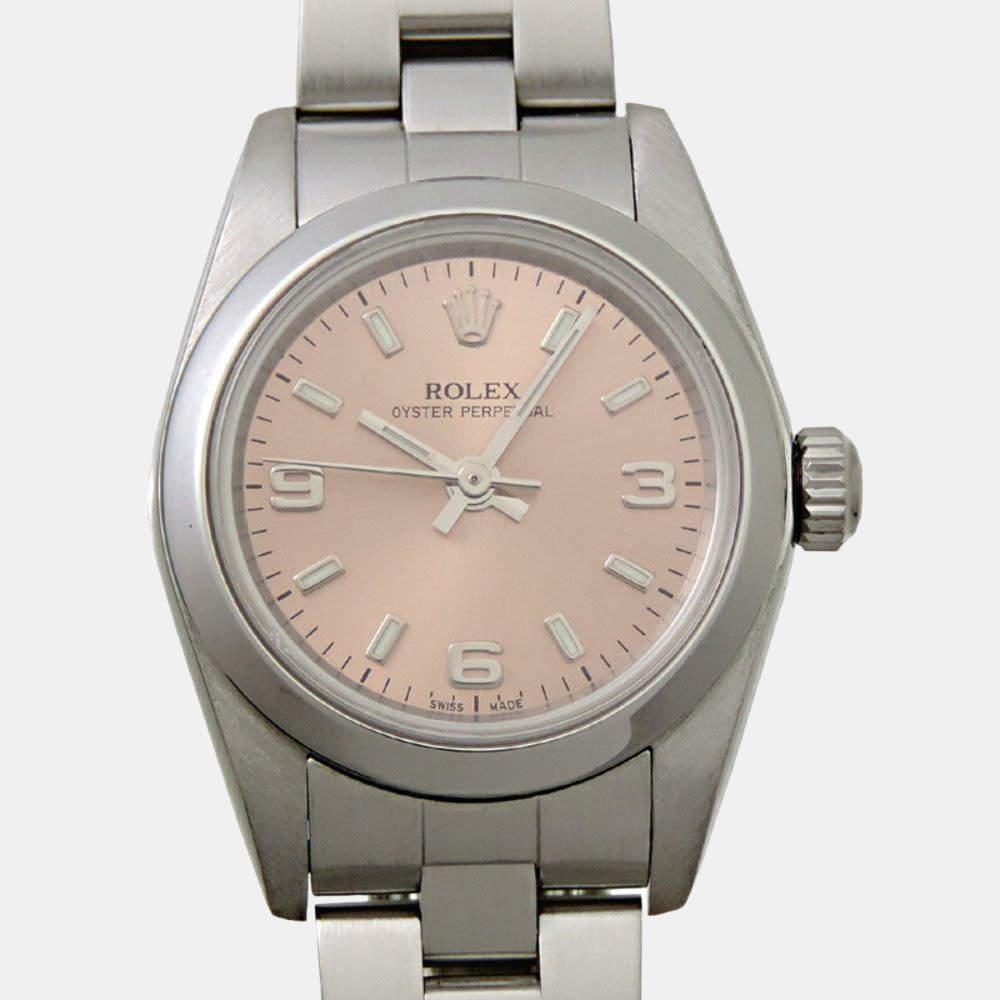 商品[二手商品] Rolex|Rolex Pink Stainless Steel Oyster Perpetual 76080 Automatic Women's Wristwatch 24 mm,价格¥19816,第1张图片