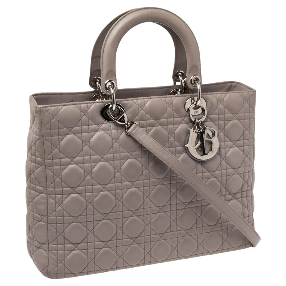 商品[二手商品] Dior|Dior Grey Cannage Leather Large Lady Dior Tote,价格¥9926,第3张图片详细描述