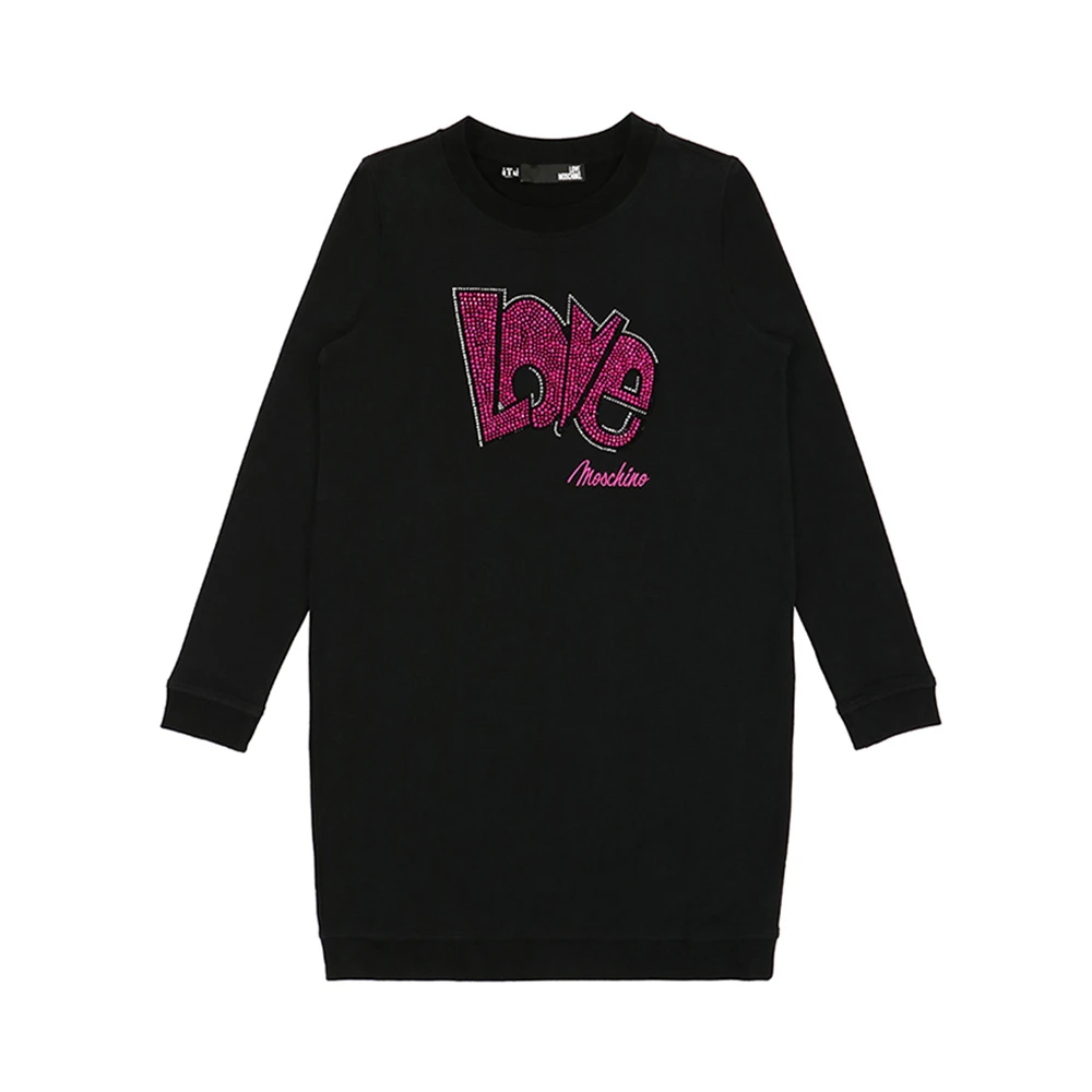商品[国内直发] Moschino|MOSCHINO 女士黑色棉质长款卫衣 W584705-E1861-C74,价格¥1875,第1张图片