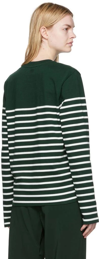 商品AMI|SSENSE Exclusive Green & White Stripe Long Sleeve T-Shirt,价格¥504,第3张图片详细描述