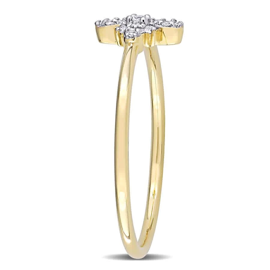 商品Amour|10k Yellow Gold 1/10 CT TDW Diamond Floral Ring,价格¥1281,第2张图片详细描述