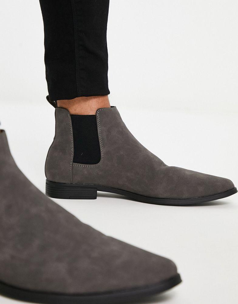 ASOS DESIGN chelsea boots in grey faux suede商品第3张图片规格展示