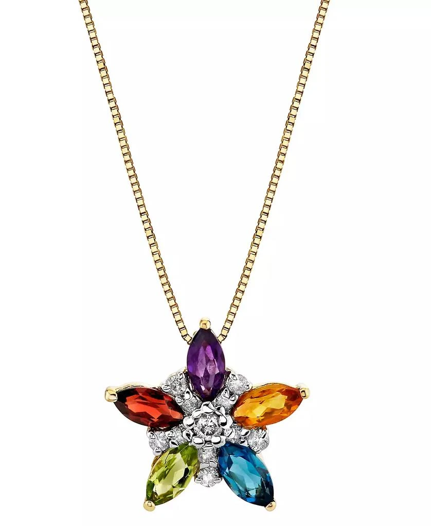 商品Macy's|Multi-Gemstone (7/8 ct. t.w.) & Diamond (1/10 ct. t.w.)  18" Pendant Necklace in 14k Gold,价格¥3229,第1张图片