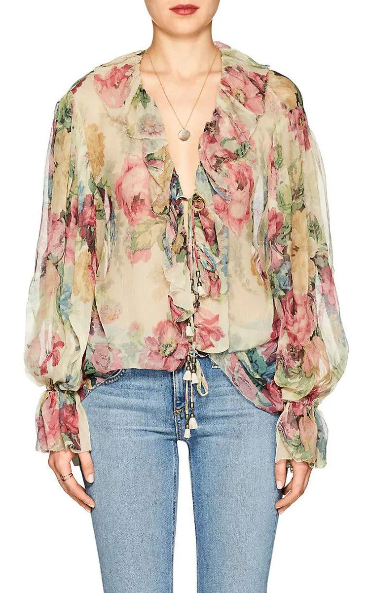 商品Zimmermann|Jaya Floral Silk Blouse,价格¥4764,第1张图片