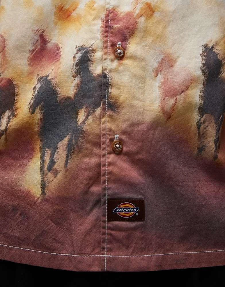 商品DICKIES|Dickies running wild western graphic print shirt in tan,价格¥544,第4张图片详细描述