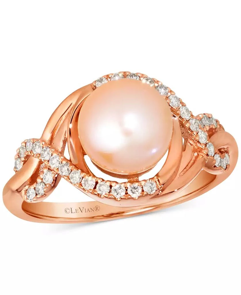 商品Le Vian|Pink Freshwater Pearl (8mm) & Nude Diamond (1/4 ct. t.w.) Twist Ring in 14k Rose Gold,价格¥9648,第1张图片