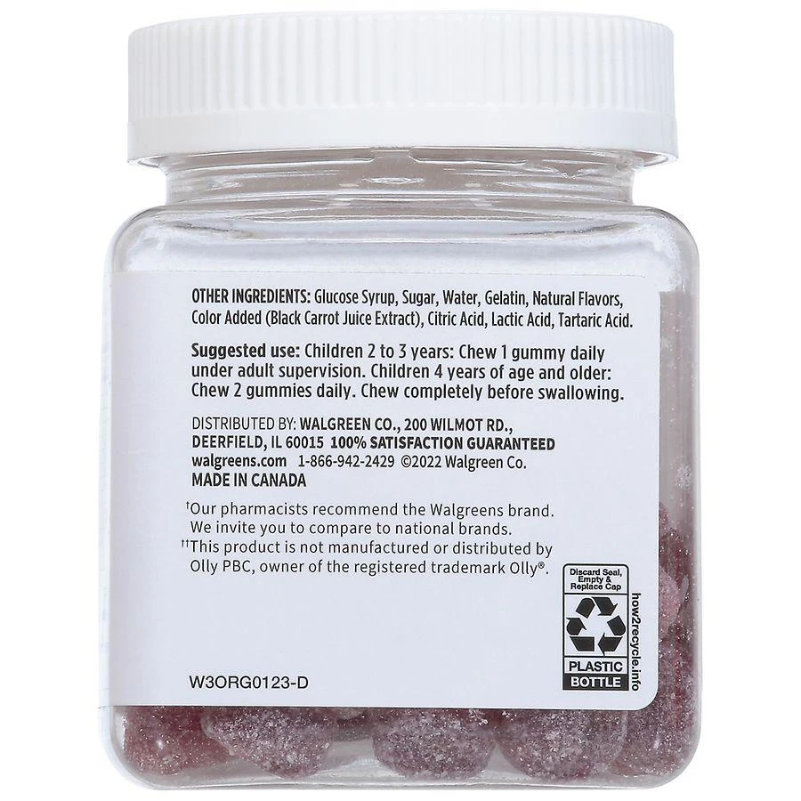 商品Walgreens|Children's Multivitamin + Probiotic Gummies (70 days) Strawberry, Peach, Mixed Berry & Elderberry,价格¥75,第3张图片详细描述