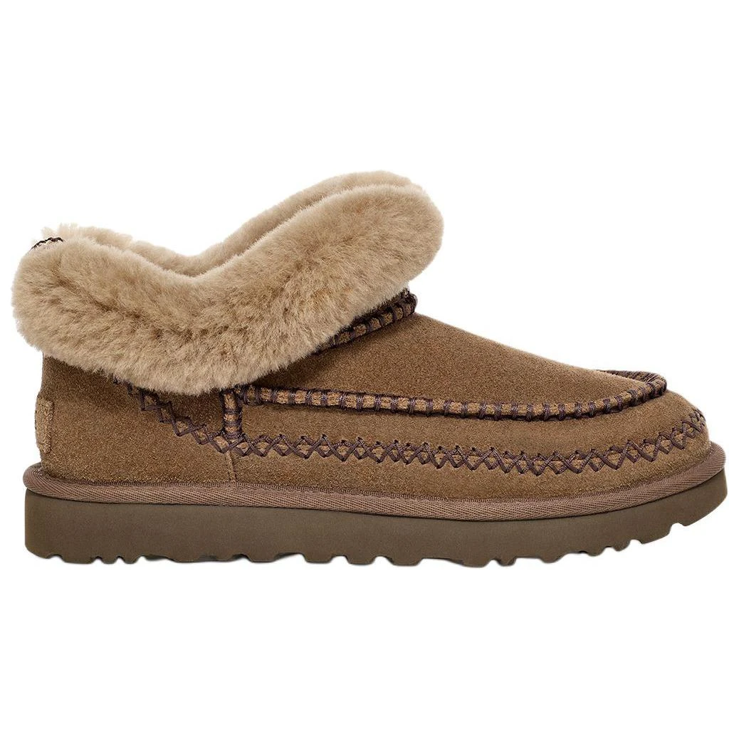 商品[国内直发] UGG|牛剖层革 保暖 时尚 及踝 雪地靴 女款 胡桃木色,价格¥1229,第3张图片详细描述
