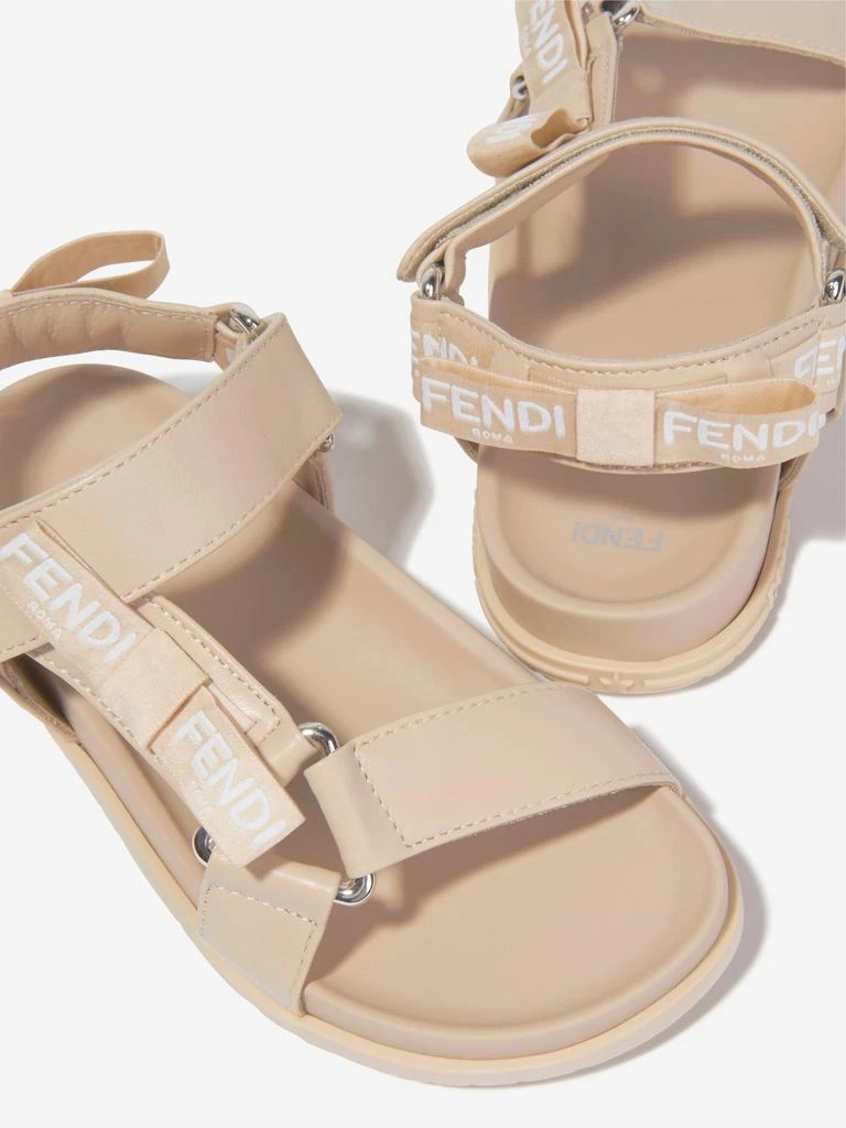 商品Fendi|Fendi Girls Leather Jacquard Logo Sandals in Beige,价格¥2395,第4张图片详细描述