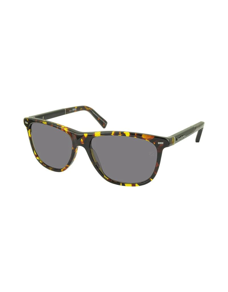 商品Ermenegildo Zegna 杰尼亚|EZ0009 54A 黄色和棕色醋酸男士太阳镜,价格¥1447,第2张图片详细描述