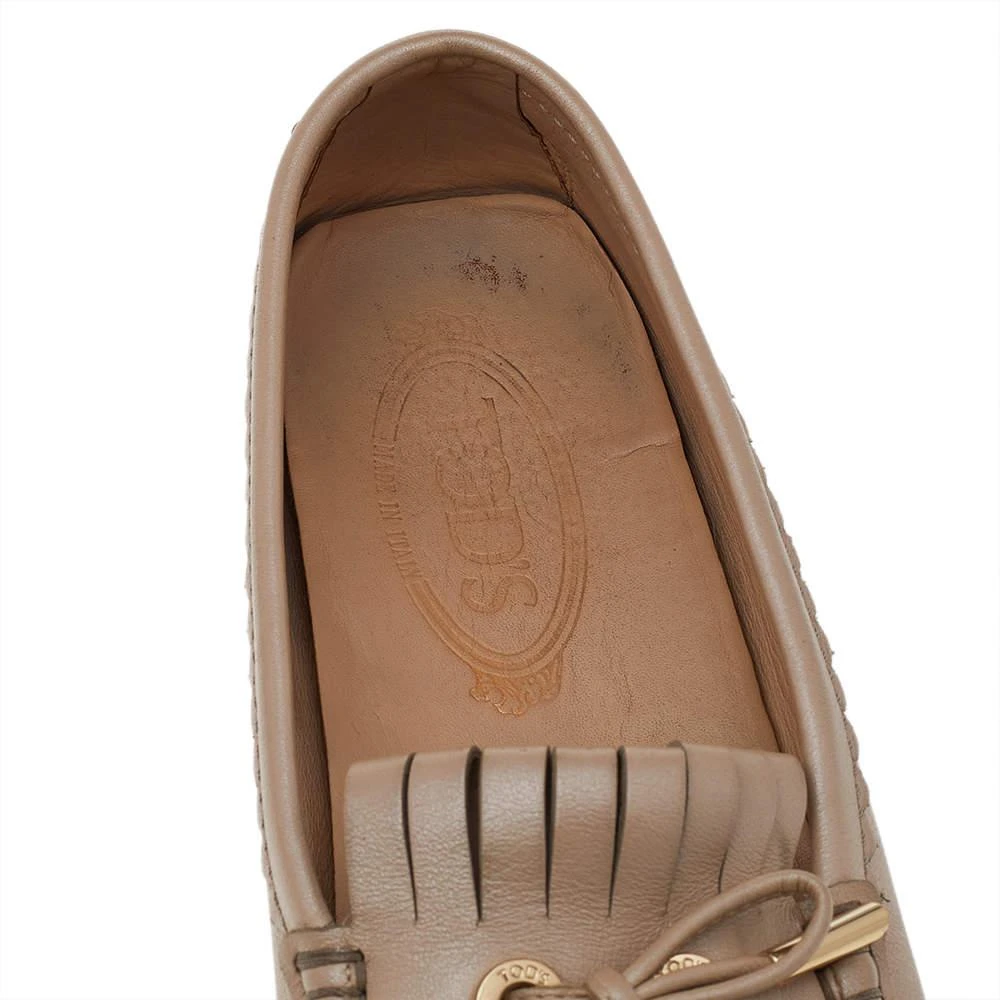 Tod's Beige Leather Fringe Slip on Loafers Size 36.5 商品