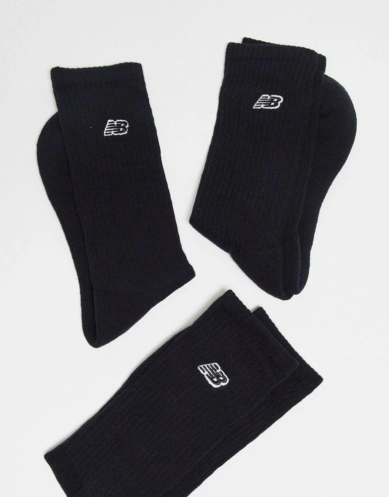 商品New Balance|New Balance embroidered logo crew socks 3 pack in black,价格¥147,第2张图片详细描述