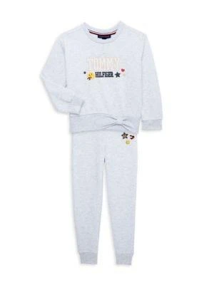 商品Tommy Hilfiger|Little Girl’s 2-Piece Tie Sweatshirt & Joggers Set,价格¥120,第1张图片