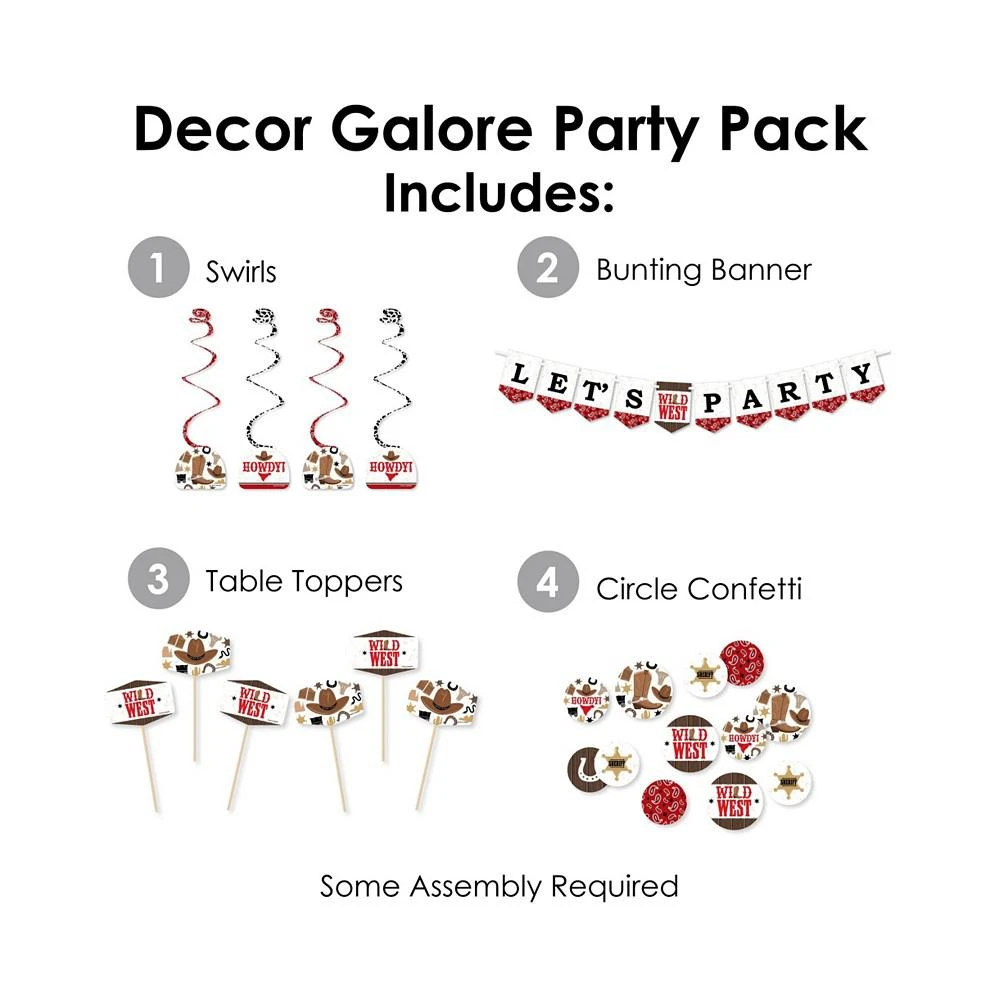 商品Big Dot of Happiness|Western Hoedown - Wild West Cowboy Party Supplies Decoration Kit - Decor Galore Party Pack - 51 Pieces,价格¥246,第2张图片详细描述