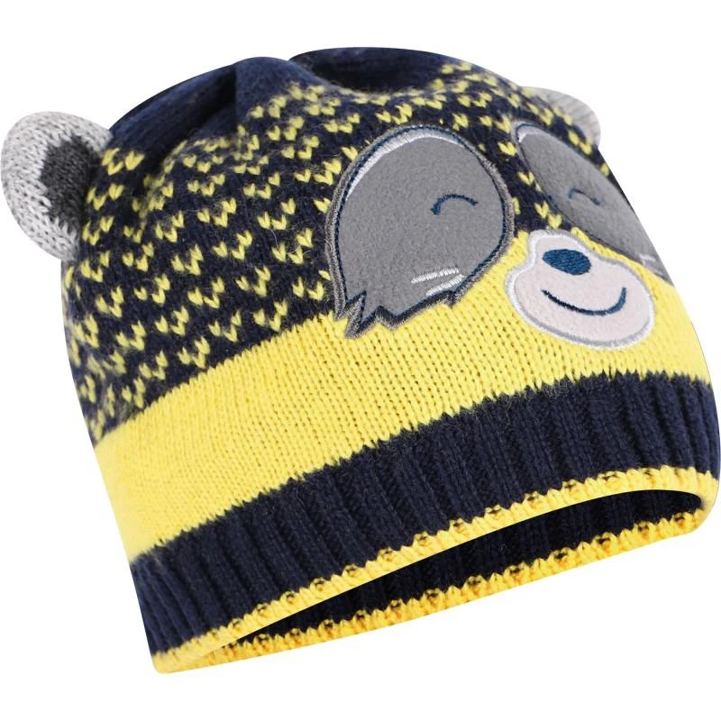 商品Chicco|Raccoon striped winter beanie and scarf set in navy and yellow,价格¥317,第2张图片详细描述