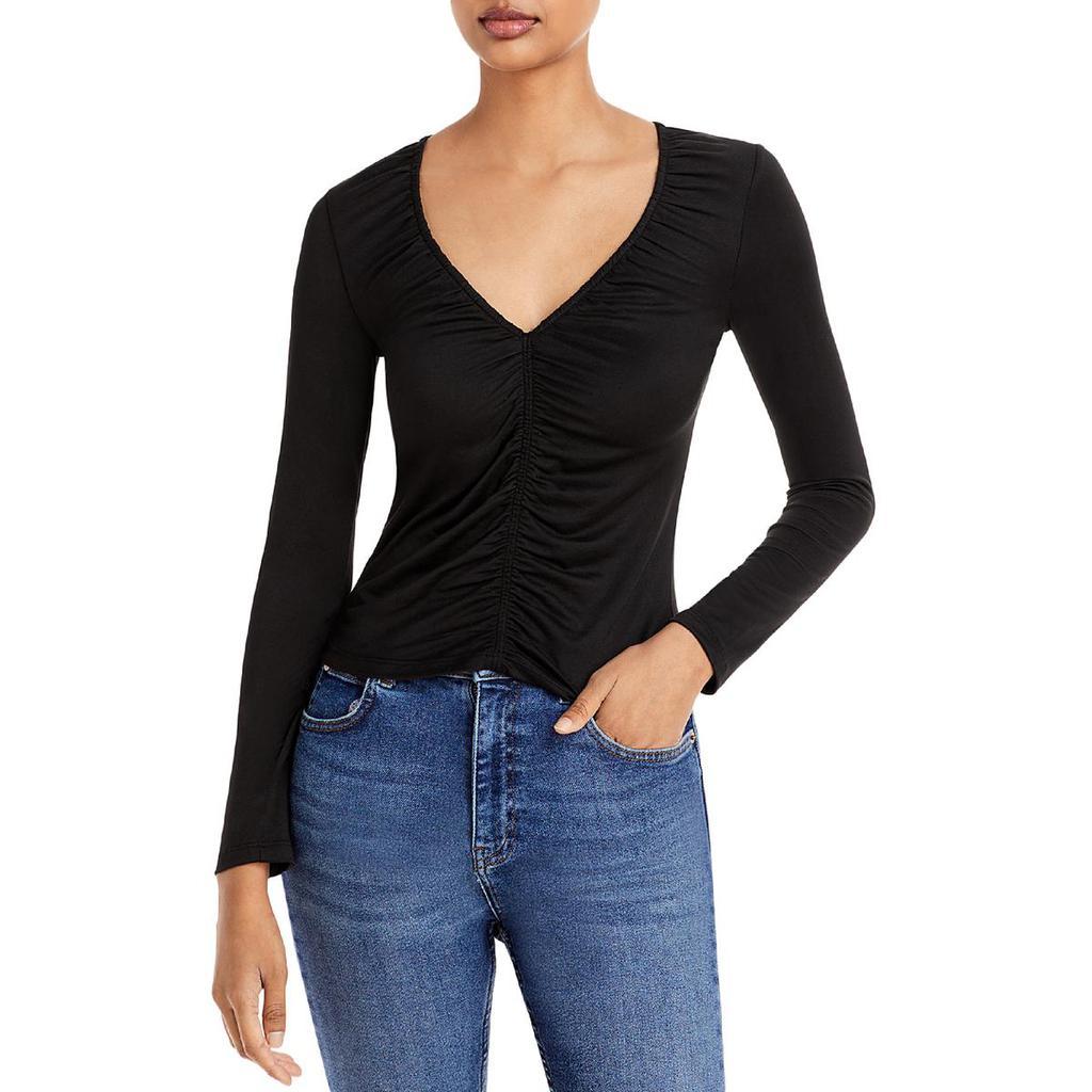 商品AQUA|Aqua Womens Ruched Long Sleeve Pullover Top,价格¥133,第1张图片