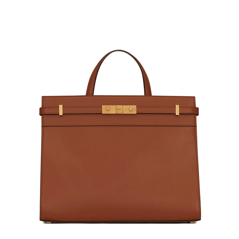 商品Yves Saint Laurent|SAINT LAURENT PARIS/圣罗兰 21新款 MANHATTAN系列 女士小号砖红色小牛皮磁性夹扣购物手提斜挎单肩曼哈顿包,价格¥18289,第1张图片