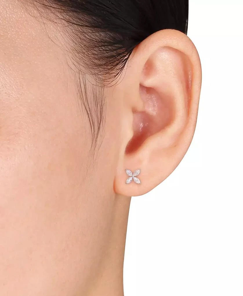 商品Macy's|Lab-Grown Moissanite Flower Stud Earrings (3/4 ct. t.w.) in 10k White Gold,价格¥2159,第2张图片详细描述