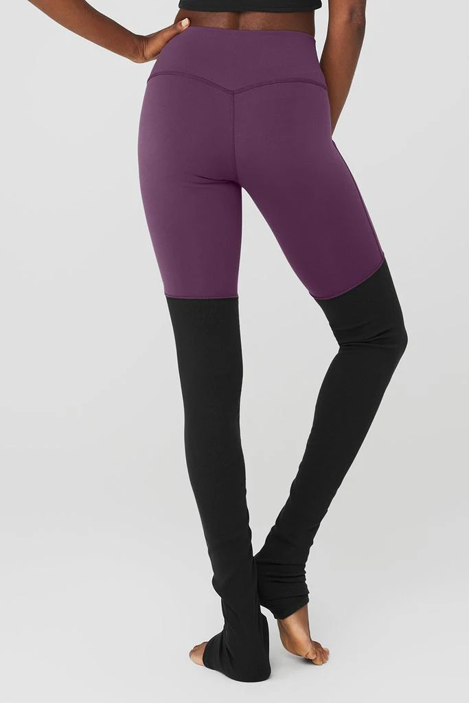 商品Alo|Airbrush High-Waist Highlight Goddess Legging - Dark Plum/Black,价格¥406,第2张图片详细描述