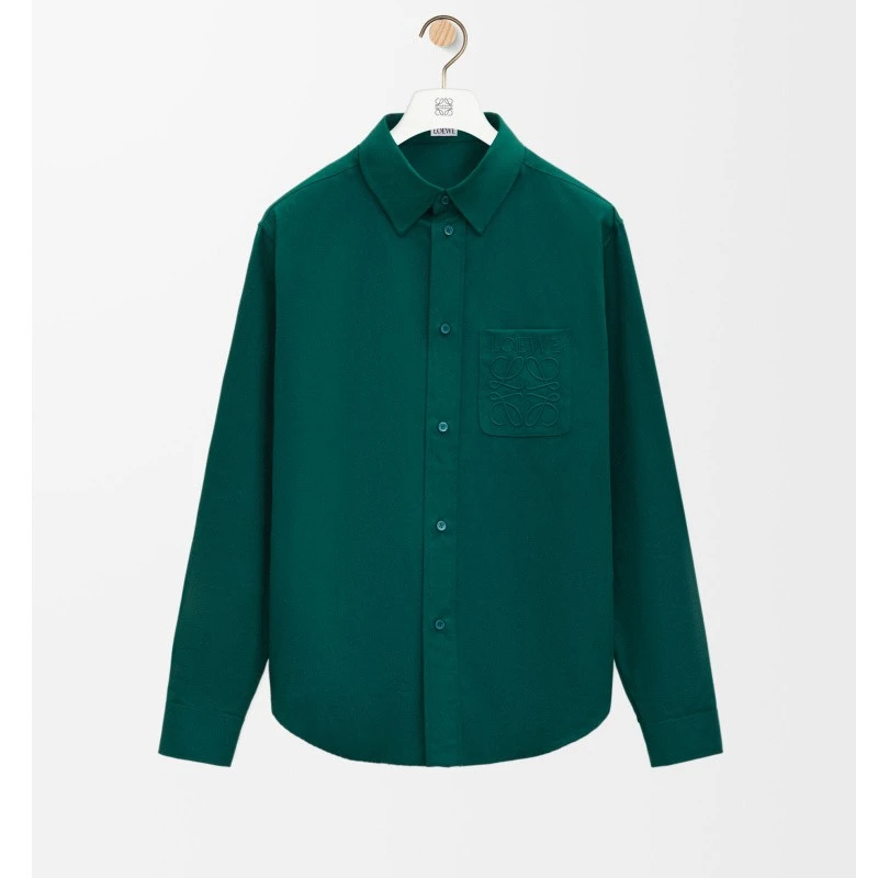 商品Loewe|【预售3-5天】LOEWE/罗意威 男士深绿色棉衬衫,价格¥6530,第1张图片
