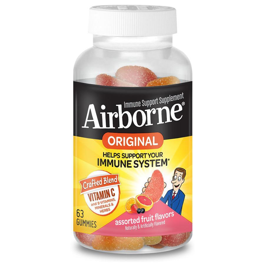 商品Airborne|Vitamin C, E, Zinc, Minerals & Herbs Immune Support Supplement Gummies Assorted Fruit,价格¥187,第1张图片