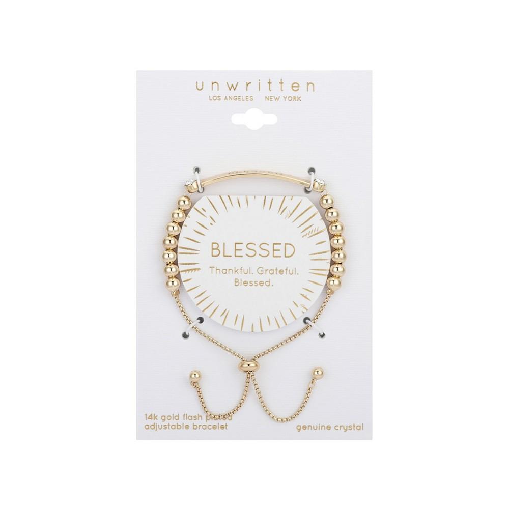 商品Unwritten|Gold Flash Plated "Blessed" Bar and Bead Adjustable Bolo Bracelet,价格¥117,第4张图片详细描述