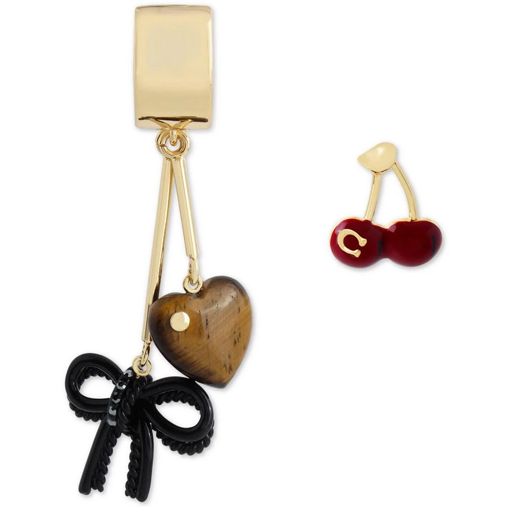 商品Coach|Gold-Tone Signature C Cherry & Mixed Charm Mismatch Earrings,价格¥500,第2张图片详细描述