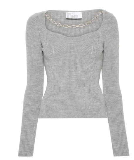 商品GIUSEPPE DI MORABITO|CRYSTAL CHAIN-LINK GREY SWEATER,价格¥2264,第5张图片详细描述