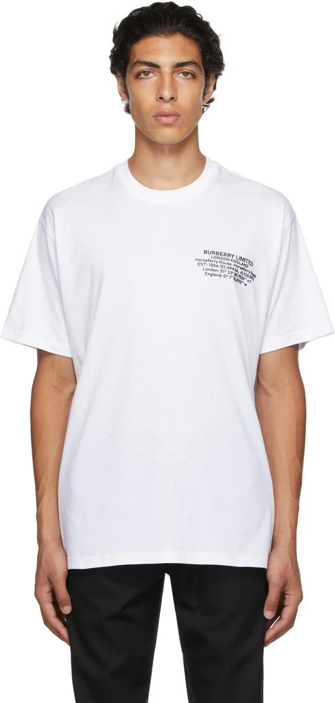 商品Burberry|白色 Location Print Oversized T 恤,价格¥4378,第1张图片