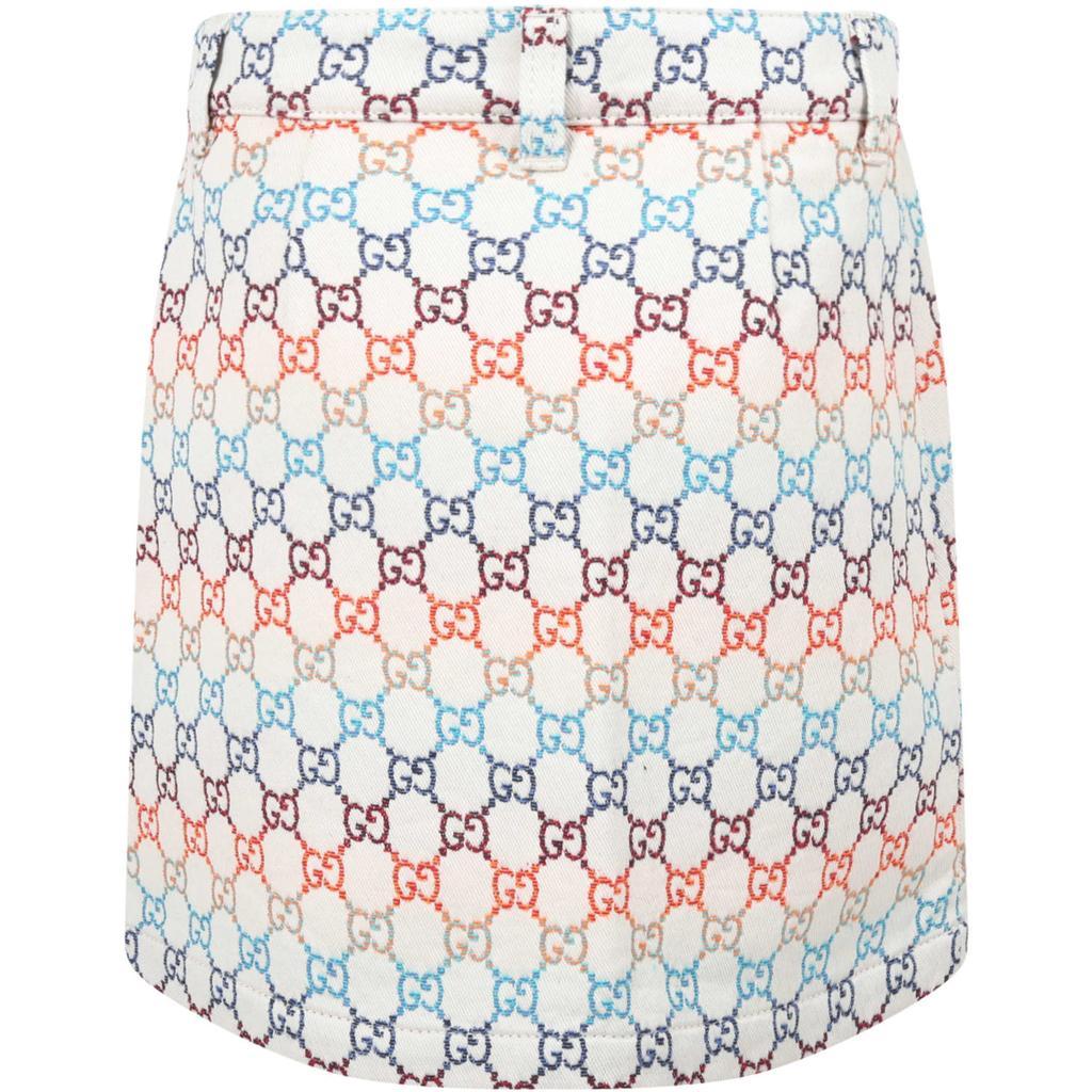 商品Gucci|Gucci Ivory Skirt For Girl With Double Gg,价格¥2641,第4张图片详细描述