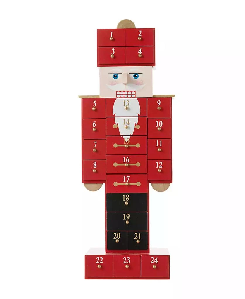 商品Glitzhome|17.25" Wooden Christmas Nutcracker Countdown Calendar Decor and Drawer,价格¥299,第2张图片详细描述