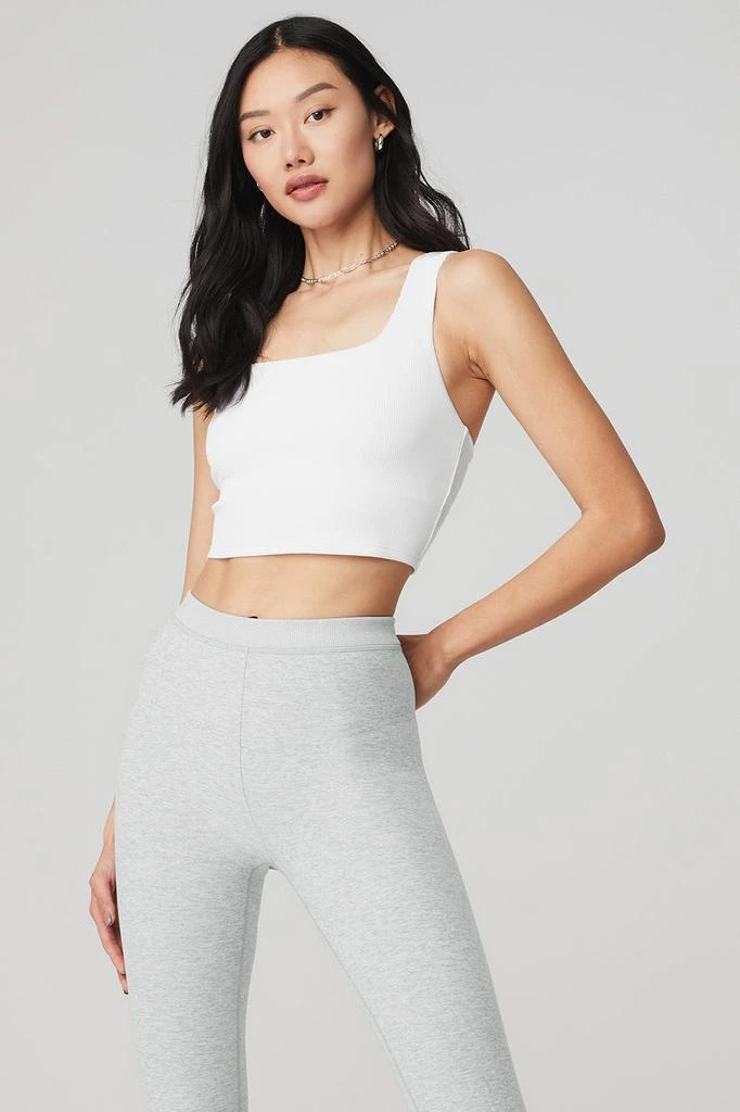 商品Alo|Alosoft Ribbed Chic Bra Tank - White,价格¥551,第1张图片