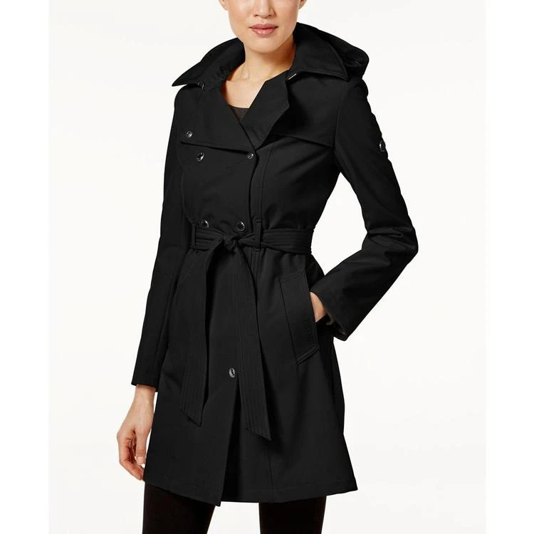 商品Calvin Klein|Petite Hooded Belted Trench Coat,价格¥749,第1张图片