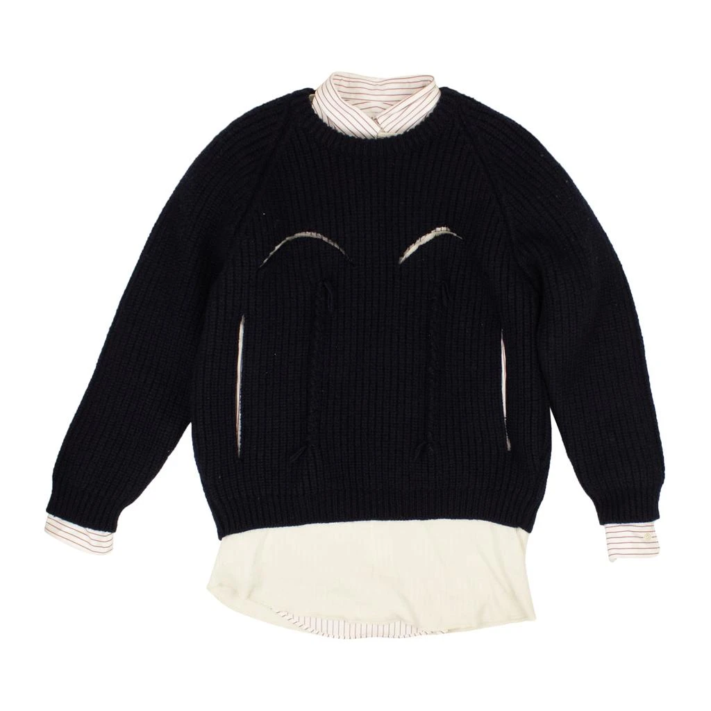 商品MAISON MARGIELA|Navy Cotton Shirt Underlay Sweater,价格¥8715,第1张图片